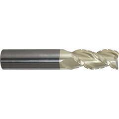 ProMax - 5/8" Diam, 7/8" LOC, 3 Flute Solid Carbide Roughing & Finishing Corner Radius End Mill - ZrN Finish, 3" OAL, 5/8" Shank Diam, Weldon Shank, 40° Helix, Centercutting, Stub Length - USA Tool & Supply