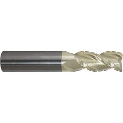 ProMax - 5/8" Diam, 2-1/2" LOC, 3 Flute Solid Carbide Roughing & Finishing Corner Radius End Mill - ZrN Finish, 5" OAL, 5/8" Shank Diam, Weldon Shank, 40° Helix, Centercutting, Extra Long Length - USA Tool & Supply