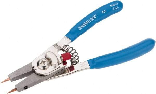 Channellock - 1/4 to 1" Ring Internal, 1/8 to 1" Ring External, Plastic Dipped Combination Retaining Ring Pliers - Features Interchangeable Tips - USA Tool & Supply