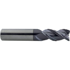 ProMax - 9/32" Diam, 1/2" LOC, 3 Flute Solid Carbide Roughing & Finishing Corner Radius End Mill - AlTiN Finish, 2-1/2" OAL, 5/16" Shank Diam, Straight Shank, 40° Helix, Centercutting - USA Tool & Supply