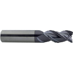 ProMax - 1/2" Diam, 2" LOC, 3 Flute Solid Carbide Roughing & Finishing Corner Radius End Mill - AlTiN Finish, 4" OAL, 1/2" Shank Diam, Weldon Shank, 40° Helix, Centercutting - USA Tool & Supply