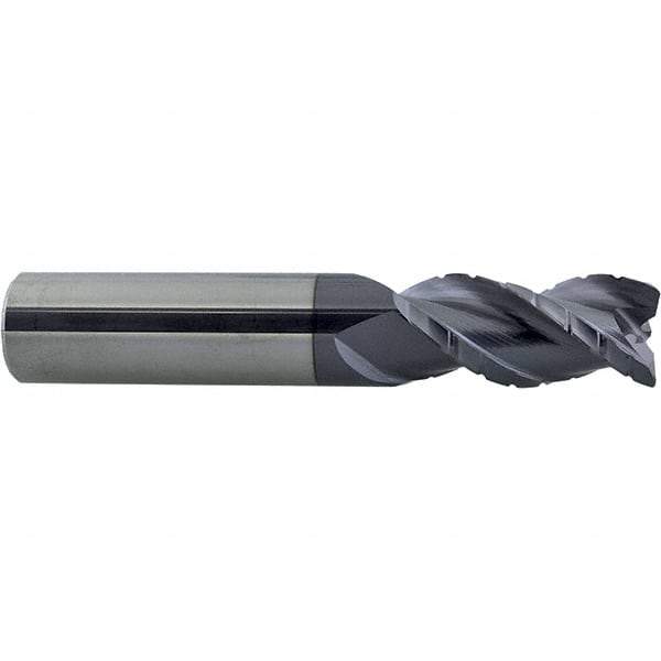 ProMax - 5/8" Diam, 1-1/4" LOC, 3 Flute Solid Carbide Roughing & Finishing Corner Radius End Mill - AlTiN Finish, 3-1/2" OAL, 5/8" Shank Diam, Weldon Shank, 40° Helix, Centercutting - USA Tool & Supply