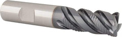 Iscar - 5/8" Diam, 1-1/4" LOC, 4 Flute Solid Carbide Roughing & Finishing Corner Chamfer End Mill - TiAlN Finish, 3-1/2" OAL, 5/8" Shank Diam, Weldon Shank, 45° Helix, Centercutting - USA Tool & Supply