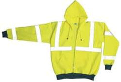 OccuNomix - Size M General Purpose & High Visibility Sweatshirt - Yellow, Polyester, Zipper Closure, 37 to 39" Chest - USA Tool & Supply