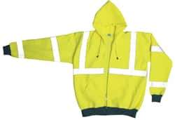 OccuNomix - Size L General Purpose & High Visibility Sweatshirt - Yellow, Polyester, Zipper Closure, 39 to 43" Chest - USA Tool & Supply