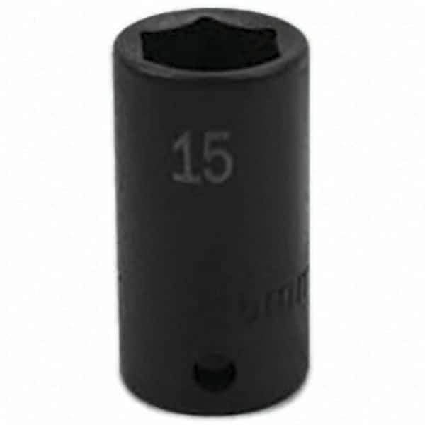 SK - Impact Socket - 3/8"DR 6PT 15MM SEMI-DEEP IMPACT SOCKET - USA Tool & Supply