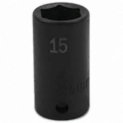 SK - Impact Socket - 3/8"DR 6PT 15MM SEMI-DEEP IMPACT SOCKET - USA Tool & Supply