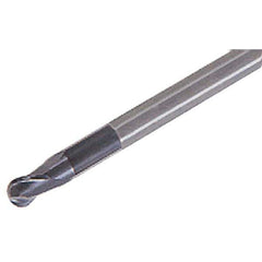 Iscar - 1mm Diam, 1mm LOC, 2 Flute Solid Carbide Ball End Mill - TiAlN Finish, Single End, 50mm OAL, 4mm Shank Diam, Spiral Flute - USA Tool & Supply