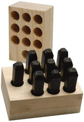 Made in USA - 10 Piece, 1/8" Character Steel Stamp Set - Double Digit Figures, Double Digits - USA Tool & Supply