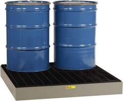 Little Giant - 66 Gal Sump, 6,000 Lb Capacity, 4 Drum, Steel Spill Deck or Pallet - 51" Long x 51" Wide x 6-1/2" High - USA Tool & Supply