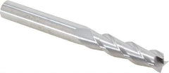 SGS - 3/8", 1-1/2" LOC, 3/8" Shank Diam, 3-1/2" OAL, 3 Flute, Solid Carbide Square End Mill - Single End, Uncoated, Spiral Flute, 38° Helix, Right Hand Cut, Right Hand Flute, Series 43 - USA Tool & Supply