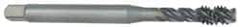 OSG - 1-1/4 - 7 UNC 4 Flute 2B Modified Bottoming Spiral Flute Tap - Vanadium High Speed Steel, Oxide Finish, 180mm OAL, Right Hand Flute, Right Hand Thread - USA Tool & Supply