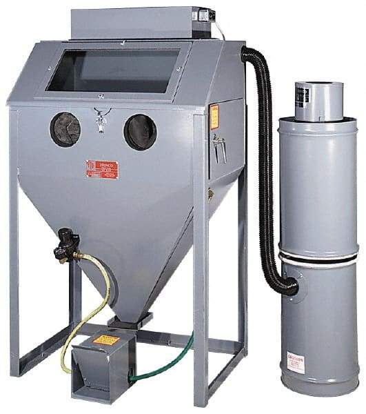 Trinco - 38" Wide x 64" High x 25" Deep Floor Sandblaster - Working Dimensions 36" Wide x 23" High x 24" Deep - USA Tool & Supply