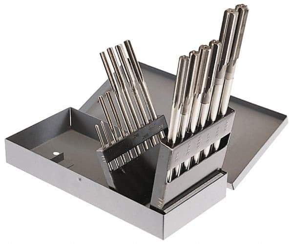 Made in USA - 0.123" to 0.4995", Chucking Reamer Set - Straight Flute, Right Hand Cut, 14 Pieces - USA Tool & Supply