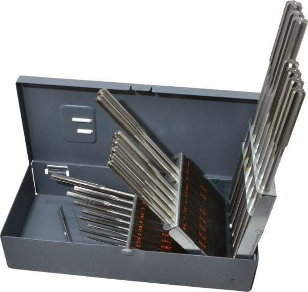 Made in USA - 1mm to 13mm, Chucking Reamer Set - Straight Flute, Right Hand Cut, 25 Pieces - USA Tool & Supply
