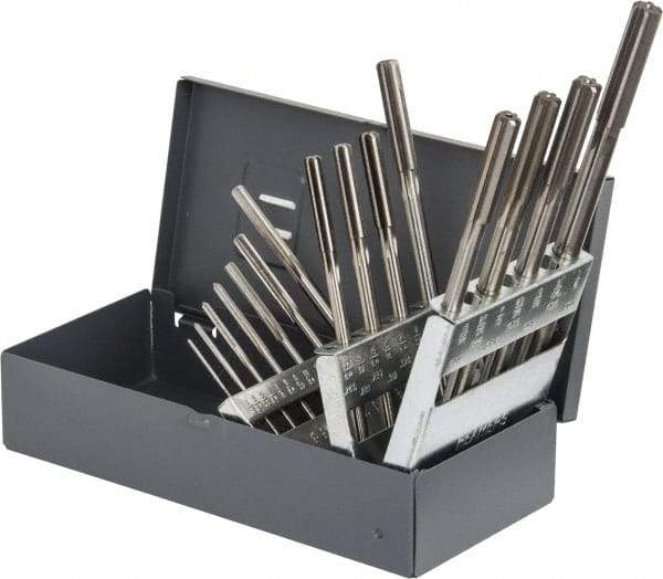 Made in USA - 1/16" to 1/2", Chucking Reamer Set - Straight Flute, Right Hand Cut, 15 Pieces - USA Tool & Supply