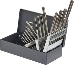 Made in USA - 1/16" to 1/2", Chucking Reamer Set - Straight Flute, Right Hand Cut, 15 Pieces - USA Tool & Supply