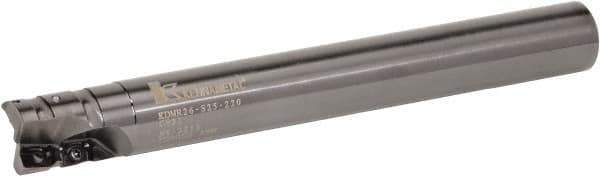 Kennametal - 25mm Cut Diam, 28mm Max Depth of Cut, 25mm Shank Diam, 170mm OAL, Indexable Square Shoulder Helical End Mill - GOMT 13T3.., JOMT 13T3.. Inserts, Cylindrical Shank, 0° Lead Angle, Series KDMR - USA Tool & Supply