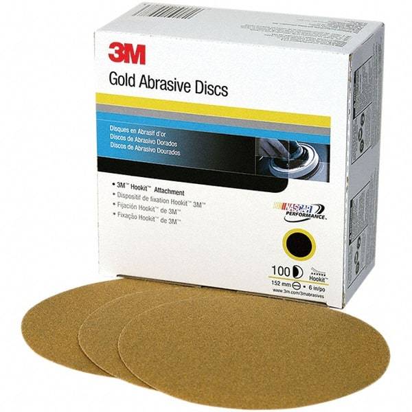 3M - 6" Diam, 120 Grit, Aluminum Oxide Hook & Loop Disc - Fine Grade, Coated, C Weight Paper Backing, Series 236U - USA Tool & Supply