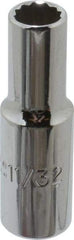 Proto - 11/32", 3/8" Drive, Deep Hand Socket - 12 Points, 2-1/8" OAL, Alloy Steel, Chrome Finish - USA Tool & Supply