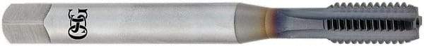 OSG - M10x1.25 Metric Fine 4 Flute TiCN Finish Powdered Metal Straight Flute Machine Tap - Bottoming, Right Hand Thread, 2-15/16" OAL, 1-1/4" Thread Length, D6 Limit, Oversize, Through Coolant - Exact Industrial Supply