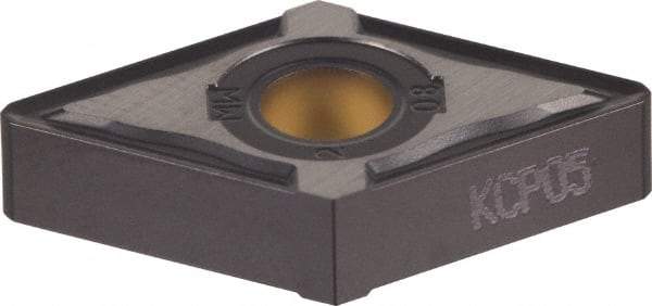 Kennametal - DNMG432 MW Grade KCP05 Carbide Turning Insert - TiCN/Al2O3 Finish, 55° Diamond, 1/2" Inscr Circle, 3/16" Thick, 1/32" Corner Radius - USA Tool & Supply