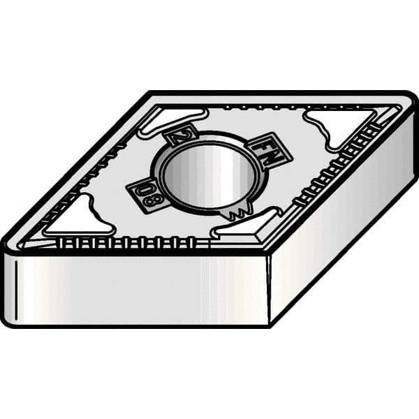Kennametal - DNMG432 FN Grade KCP10B Carbide Turning Insert - TiCN/Al2O3/TiOCN Finish, 55° Diamond, 1/2" Inscr Circle, 3/16" Thick, 1/32" Corner Radius - USA Tool & Supply