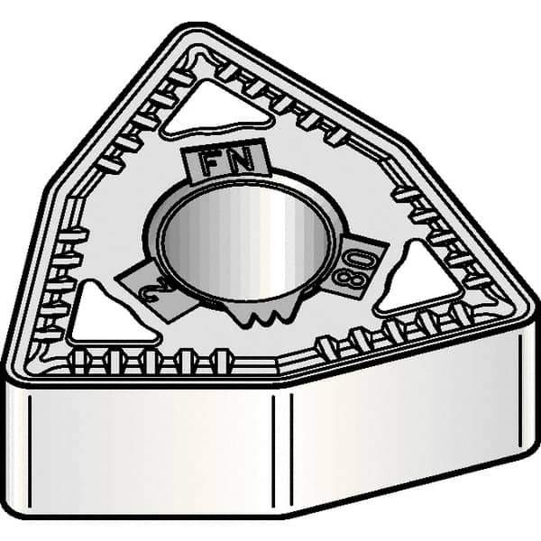 Kennametal - WNMG431 FN Grade KCK05B Carbide Turning Insert - TiOCN Finish, 80° Trigon, 1/2" Inscr Circle, 3/16" Thick, 1/64" Corner Radius - USA Tool & Supply