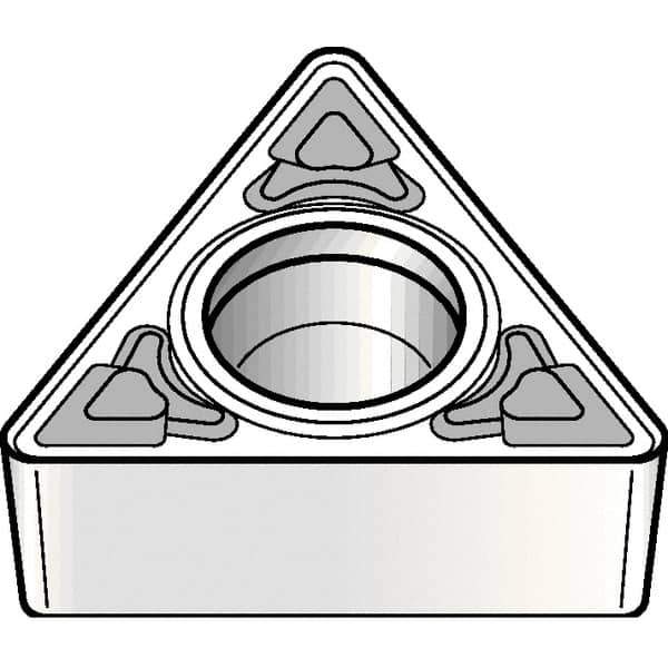 Kennametal - TPMT32.52 MF Grade KCM25B Carbide Turning Insert - TiOCN Finish, 60° Triangle, 3/8" Inscr Circle, 5/32" Thick, 1/32" Corner Radius - USA Tool & Supply