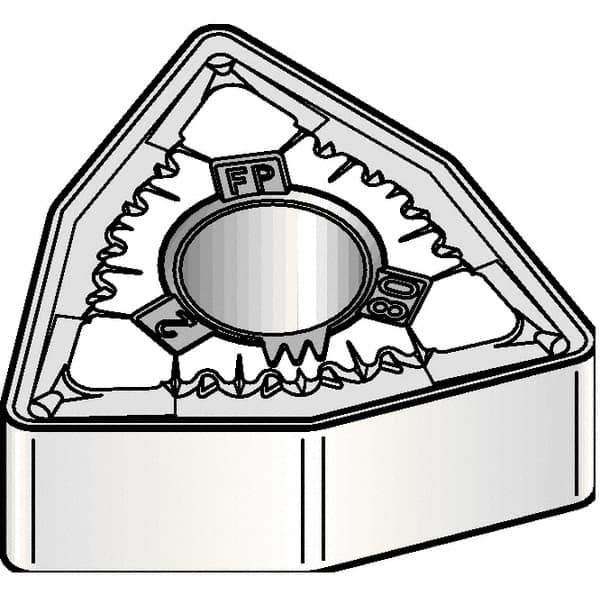 Kennametal - WNMG432 FP Grade KCM15B Carbide Turning Insert - 80° Trigon, 1/2" Inscr Circle, 3/16" Thick, 1/32" Corner Radius - USA Tool & Supply