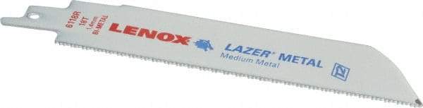 Lenox - 6" Long x 1" Thick, Bi-Metal Reciprocating Saw Blade - Straight Profile, 18 TPI, Toothed Edge - USA Tool & Supply