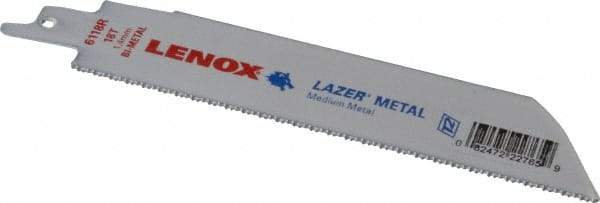 Lenox - 6" Long x 1" Thick, Bi-Metal Reciprocating Saw Blade - Straight Profile, 18 TPI, Toothed Edge - USA Tool & Supply