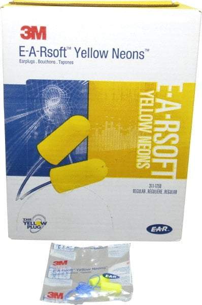 3M - Disposable, Corded, 33 dB Earplugs - Yellow, 200 Pairs - USA Tool & Supply