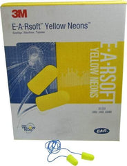 3M - Disposable, Corded, 33 dB Earplugs - Yellow, 200 Pairs - USA Tool & Supply