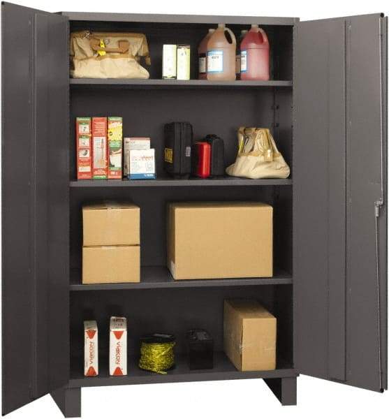 Durham - 3 Shelf Locking Storage Cabinet - Steel, 48" Wide x 24" Deep x 72" High, Gray - USA Tool & Supply