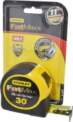 Stanley - 30' x 1-1/4" Yellow Blade Tape Measure - 1/16" Graduation, Inch Graduation Style, Yellow/Black Case - USA Tool & Supply