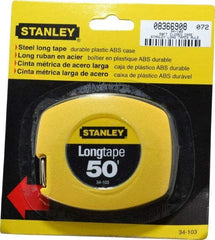 Stanley - 50' x 3/8" Yellow Blade Tape Measure - 1/8" Graduation, Inch Graduation Style, Yellow Case - USA Tool & Supply