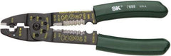 SK - 8-1/2" OAL, 10 AWG Capacity, Crimper/Cutter - 1" Jaw Length x 1/8" Jaw Width, Plastisol Handle - USA Tool & Supply