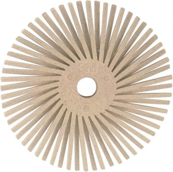 3M - 3" 120 Grit Ceramic Tapered Disc Brush - Fine Grade, Plain Hole Connector, 1" Trim Length, 0.37" Arbor Hole - USA Tool & Supply