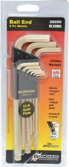 Bondhus - 9 Piece L-Key Ball End Hex Key Set - Hex Range 1.5 to 10mm, Steel - USA Tool & Supply