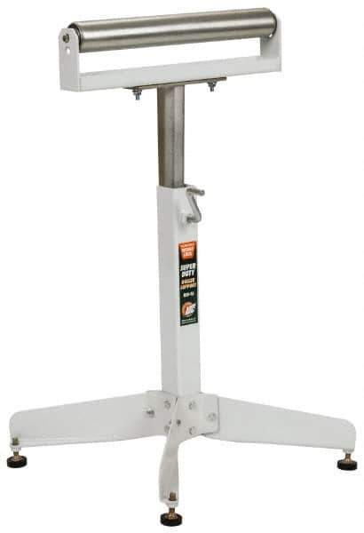 HTC - 16 Inch Long x 32 Inch High Heavy Duty Roller Support - 500 Lbs. Limit, with 1 and 1-3/8 Inch Wide Roller - USA Tool & Supply