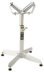 HTC - 26-1/2 Inch to 43-1/2 Inch High Heavy Duty Inch V Inch Roller Support - 500 Lbs. Limit, with 2 and 4 Inch Wide Rollers - USA Tool & Supply
