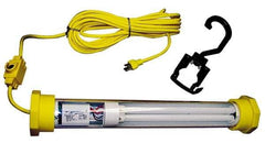 Made in USA - 120 Volt, 50 Watt, Electric, Fluorescent Portable Hook Work Light - 50' Cord, 1 Head, 4,300 Lumens, 32-1/4" Long - USA Tool & Supply