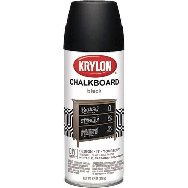 Krylon - Chalkboard Black, Flat, Chalkboard Paint Spray Paint - 12 oz Container - USA Tool & Supply