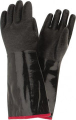 PIP - Size L (9), 18" Long, Supported, Neoprene Chemical Resistant Gloves - Textured Finish, Foam Lined, Gauntlet Cuff, ANSI Abrasion Level 3, ANSI Cut Level 0, ANSI Puncture Level 1, Black - USA Tool & Supply