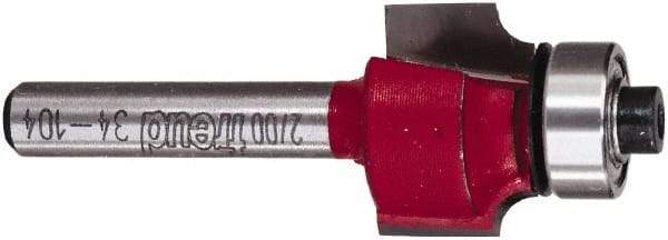 Freud - 3/4" Cut Diam, 1/2" Length of Cut, 0 Flute Round-Over Edge Profile Router Bit - Carbide-Tipped, 1/4" Shank Diam, 2-3/16" OAL, Proprietary Coating - USA Tool & Supply