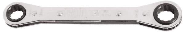 Proto - 7mm x 8mm 6 Point Ratcheting Box Wrench - Double End, 21/32" Head Diam x 3/8" Head Thickness, 4-9/32" OAL, Steel, Polished Finish - USA Tool & Supply