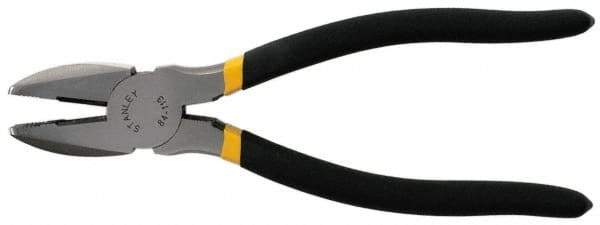 Stanley - 8-3/4" OAL, 1-15/32" Jaw Length, Side Cutting Linesman's Pliers - Serrated Jaw, Round Nose Head, Dual Dipped Handles - USA Tool & Supply