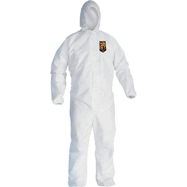 KleenGuard - Size 3XL Film Laminate General Purpose Coveralls - White, Zipper Closure, Elastic Cuffs, Elastic Ankles, Serged Seams - USA Tool & Supply