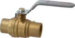 Value Collection - 1" Pipe, Full Port, Brass Standard Ball Valve - Inline - One Way Flow, Soldered x Soldered Ends, Lever Handle, 500 WOG - USA Tool & Supply